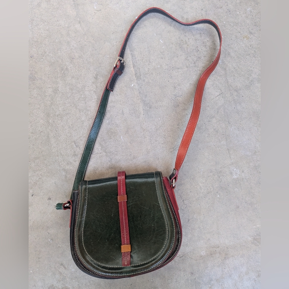 Vintage Italian Leather Multicolored Crossbody Bag